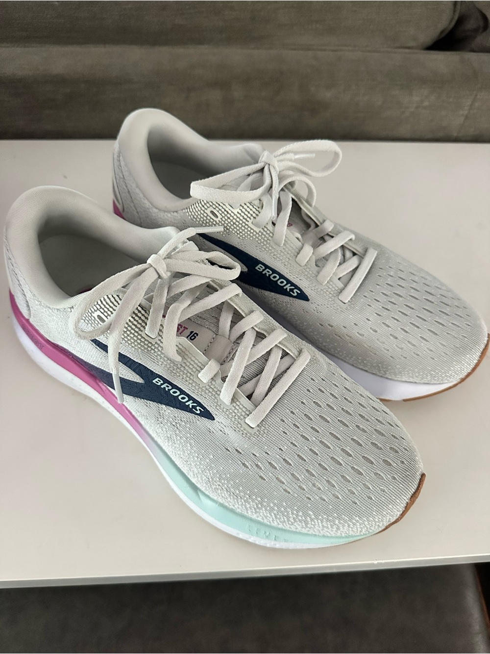 Brooks Women's Ghost Running Sneakers with Purple & Mint Accents